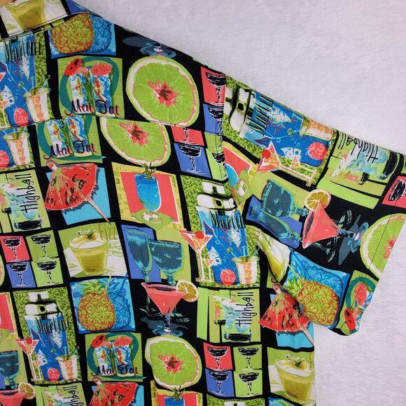 Short Sleeve 1X Top Button Tropical Mai Tai Beachy Resort Cruise Hawaii Vacation - Picture 6 of 8